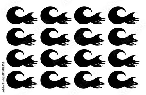 Black Wave Pattern on White Background