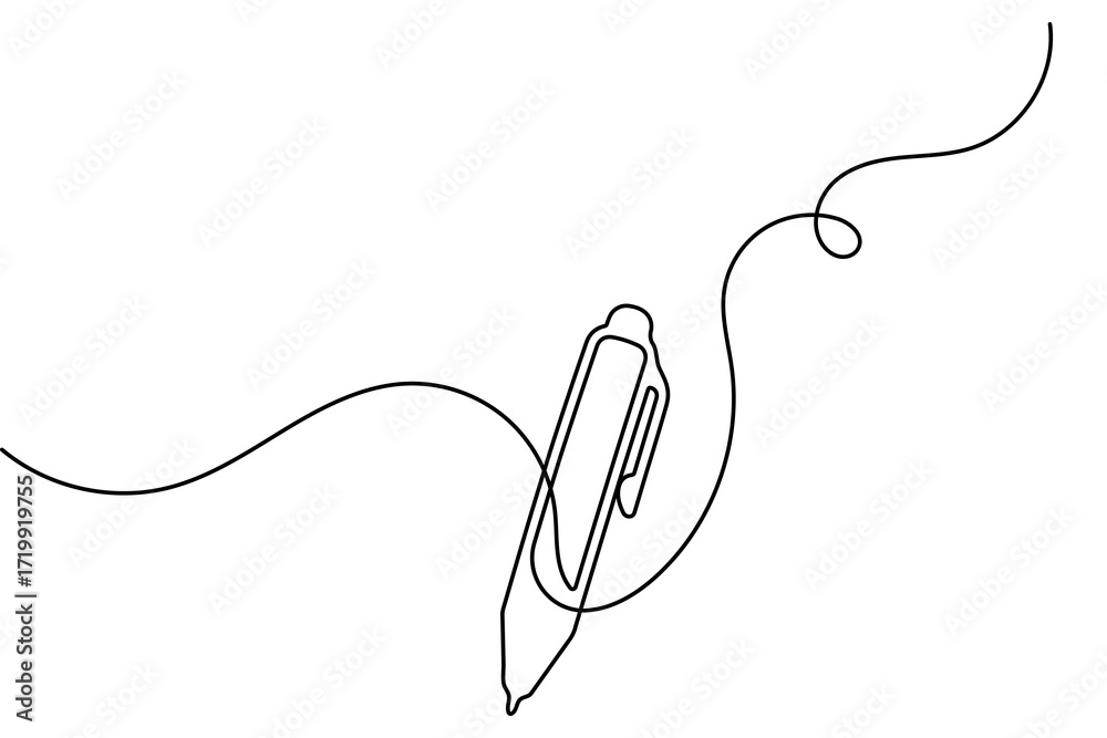 Fototapeta premium Pen vector illustration minimal outline continuous one line drawing isolated simple vector design 
