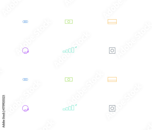 Finance, money multipack illustration set, 12 flat vector designs includes coin stacks, dollar bills, credit cards, piggy banks, bar chart growth graphics, secure safes for financial presentatations