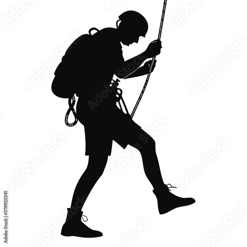Climber adjusting harness silhouette