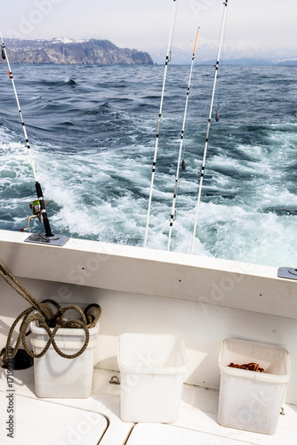 inside fishing boat in Avacha bay in Pacific Ocean