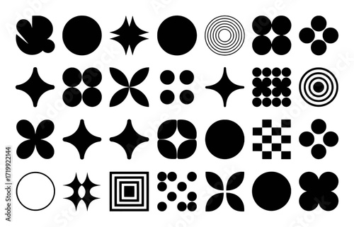 Wallpaper Mural Collection of Black Geometric Shapes and Patterns on White Background Torontodigital.ca