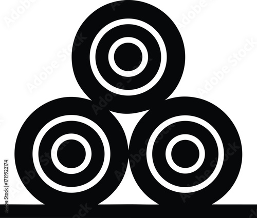 silhouette icon of stack of hay bales piled together vector