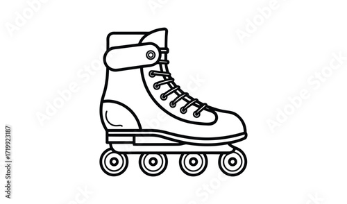 Simple outline drawing of a vintage roller skate