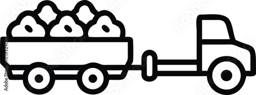 tractor vector outline icon for harvesting concept