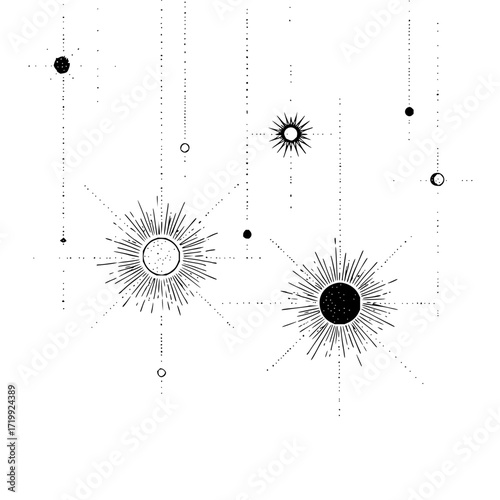 Celestial sun moon star astrology mystic astronomy universe galaxy cosmic celestial drawing illustration art 100