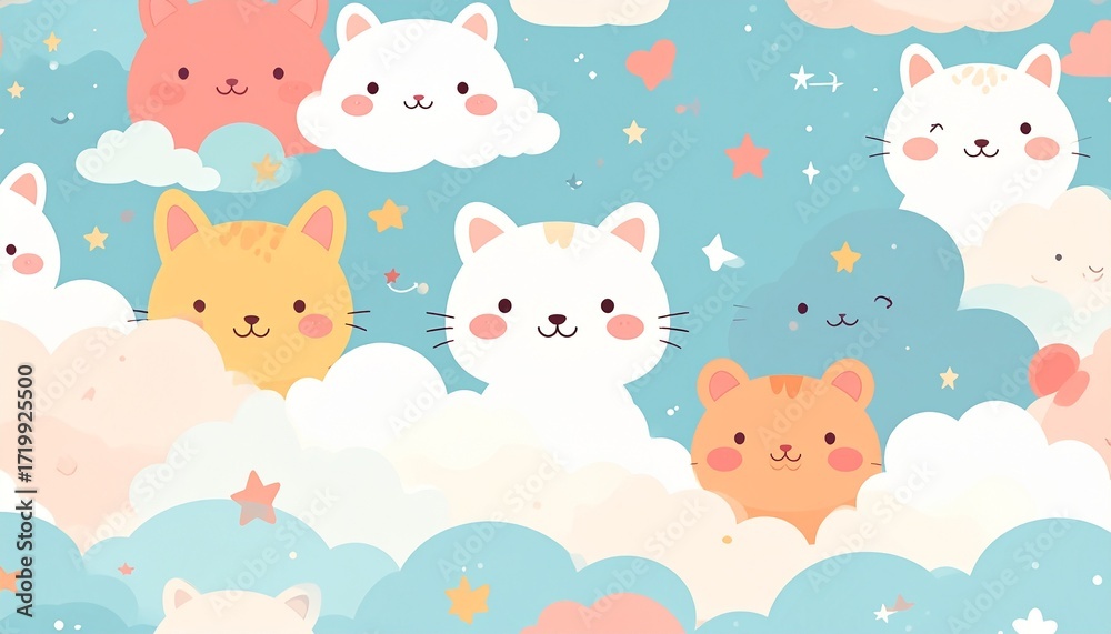 Obraz premium Cute seamless pattern with cartoon rabbits and flowers for kids design
