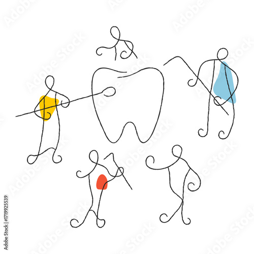 Dentists in dental clinic minimalist vector illustration