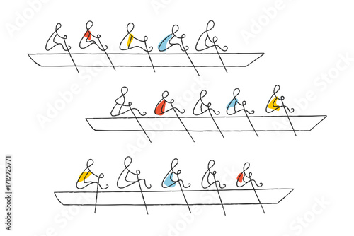 Rowing competition minimalist vector illustration