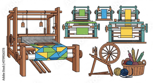 Vintage weaving loom a traditional tool for creating textiles with intricate patterns and designs, showcasing craftsmanship and artistry