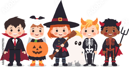 children wearing Halloween costumes