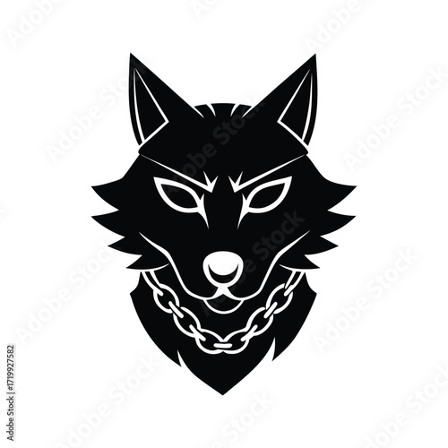 Wolf Head Silhouette With Superhero Eye Mask Vector Art Illustration