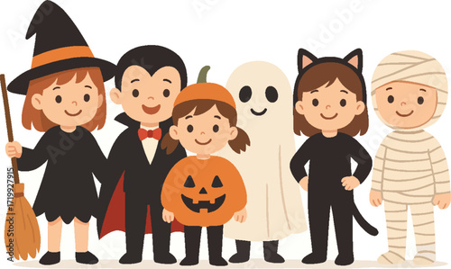 children wearing Halloween costumes