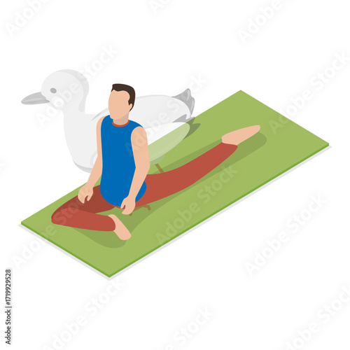 3D Isometric Flat Vector Illustration of Animal Yoga Poses, People Engaged In Animal-Inspired Yoga Exercises. Item 2