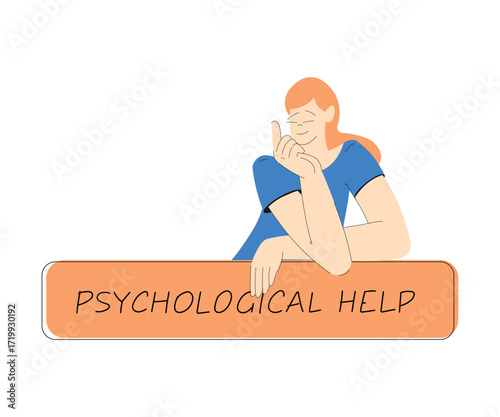 Psychotherapy with Smiling Woman Character Have Healthy Brain Vector Illustration