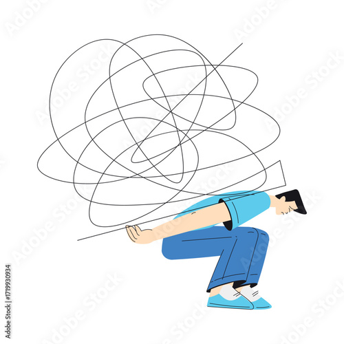 Mental Health with Man Character with Psychological Disorder Vector Illustration