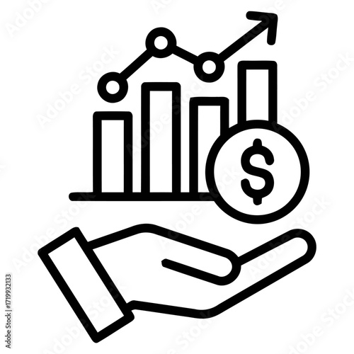Financial Growth and Investment Icon Hand Holding Chart and Dollar Symbol, Business Concept