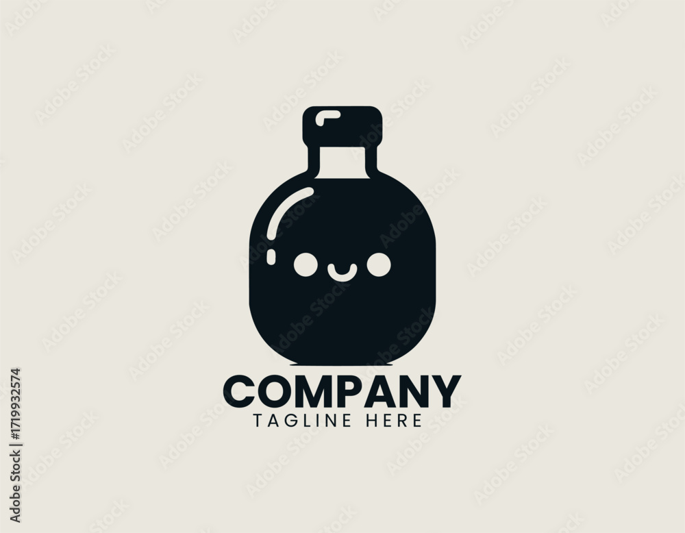 Obraz premium Smiling Potion Bottle Logo Design