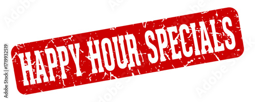happy hour specials rectangular sign. happy hour specials stamp