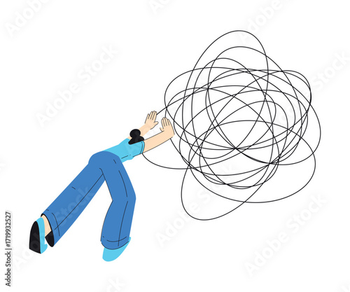 Mental Health with Woman Character with Psychological Disorder Vector Illustration