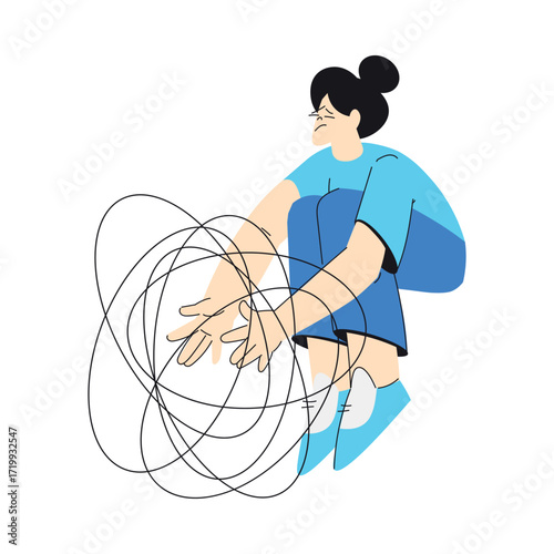 Mental Health with Woman Character with Psychological Disorder Vector Illustration