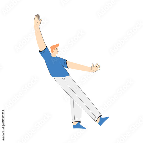 Mental Health with Man Character Give Hand Support Gesture to Overcome Difficulty Vector Illustration