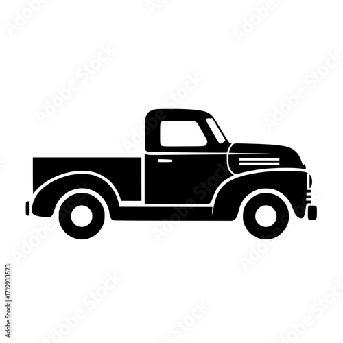 A classic vintage pickup truck, rendered in elegant silhouette, embodying nostalgia and rugged charm. Its design a tribute to automotive history. 