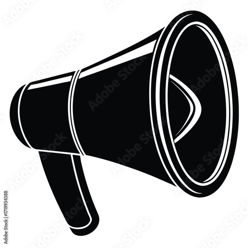 Classic black megaphone announcing loudly communicating public speaking announcement device silhouette