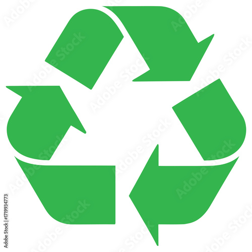 Eco friendly recycling symbol with green and blue elements