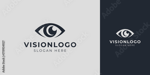 Vision Logo with Abstract Eye Lens Vector Design