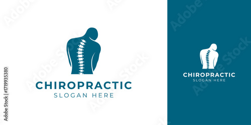 Chiropractic Logo with Abstract Backbone Vector Design