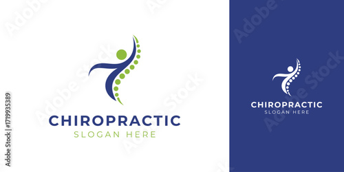 Chiropractic Logo with Abstract Backbone Vector Design