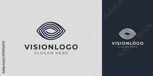 Vision Logo with Abstract Eye Lens Vector Design