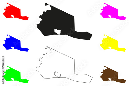 Segamat city (Malaysia) map vector illustration, scribble sketch Bandar Segamat map