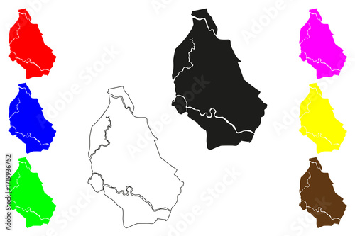 Sibu city (Malaysia) map vector illustration, scribble sketch Bandar Sibu map