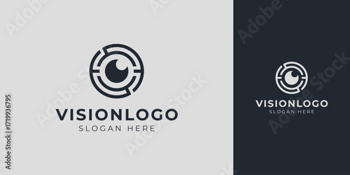 Vision Logo with Abstract Eye Lens Vector Design