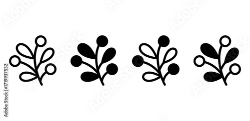 Mistletoe vector icon. Festive holiday greenery symbol for Christmas traditions and seasonal decorations