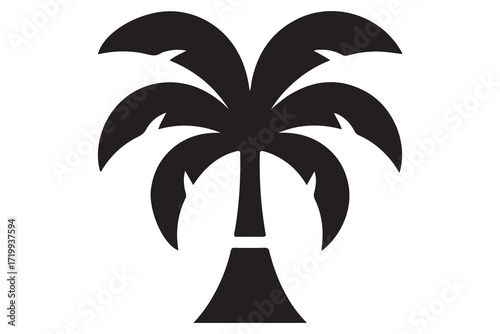 Palm tree silhouette vector illustration minimal outline tropical tree icon
