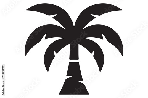 Palm tree silhouette vector illustration minimal outline tropical tree icon
