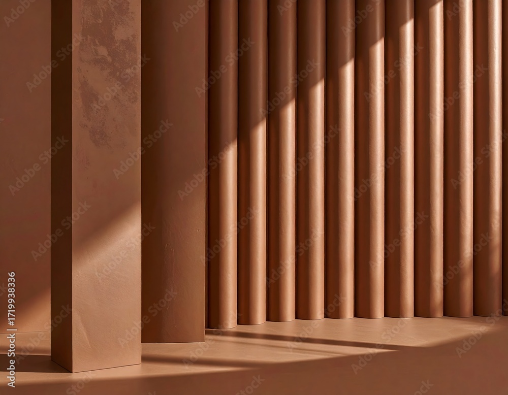 Obraz premium Textured Brown Background With Columns and Vertical Lines