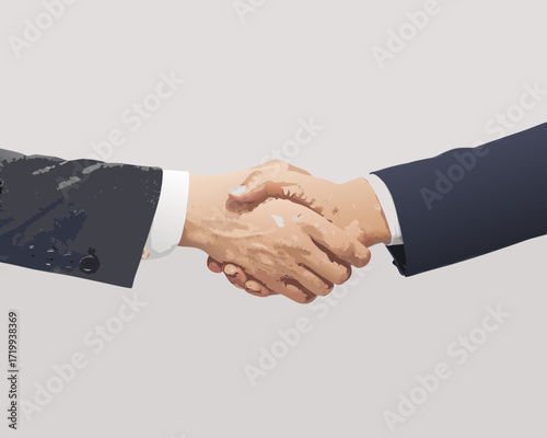 Two business people shaking hands in agreement and partnership