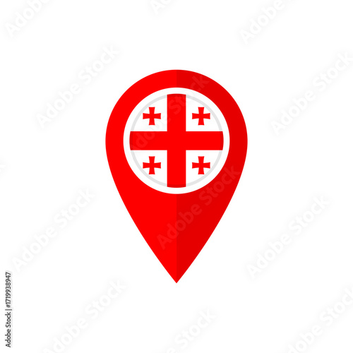 Map marker with Georgian flag. Location pin with flag of Georgia