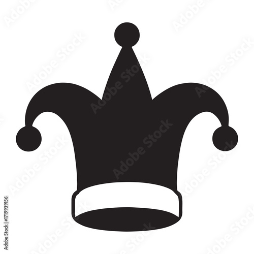 Jester Hat Silhouette Icon for Carnival and Joker Design