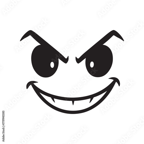 Evil Smiling Face Scary Expression Cartoon Icon