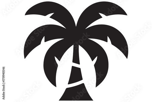 Palm tree silhouette vector illustration minimal outline tropical tree icon
