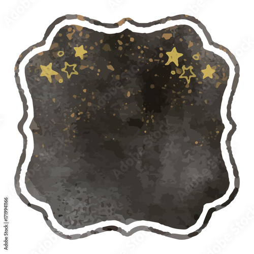 Vector frame material of a hand-drawn night sky and stars, like a watercolor painting.