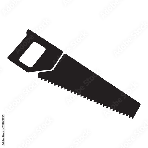 Hand Saw Tool Icon Silhouette for Construction and Carpentry