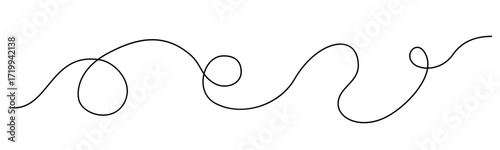 Wavy curvy long squiggles line, continuous wavy line, loopy line, curved wave line - vector