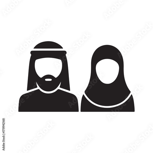 Arab Man and Woman Couple Icon Vector Illustration