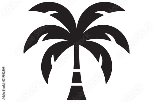 Palm tree silhouette vector illustration minimal outline tropical tree icon
